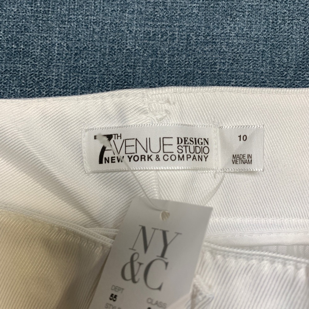 7th Avenue New York & Company Design Studio Pants Womens 10 White Straight Leg - Picture 10 of 16